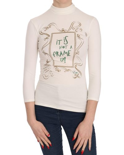 Exte Exte Crew Neck It Is Not A Frame Up! Print Blouse - White