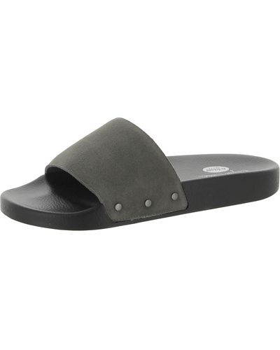 Dr. Scholls Pisces Leather Slip On Slide Sandals - Brown