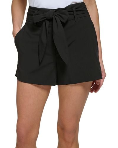 DKNY Petites Belted Polyester Flat Front Tie-waist/belted - Black