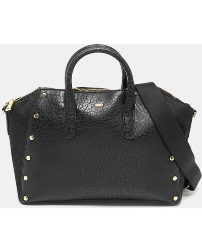 DKNY Signature Canvas And Leather Ewen Studded Satchel - Black