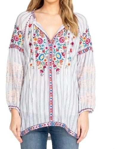 Johnny Was Allegra Peasant Blouse - Blue