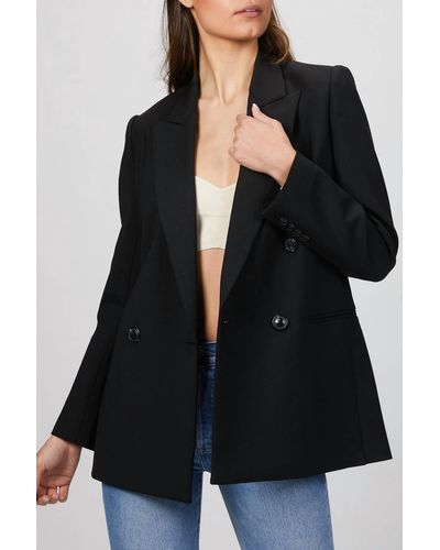 Rebecca Taylor Double Breasted Cavalry Twill Blazer In Black