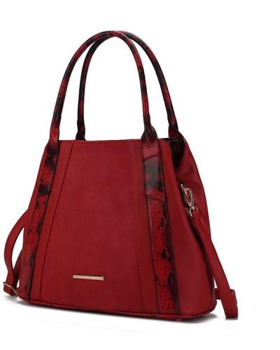 MKF Collection by Mia K Kenna Snake Embossed Vegan Leather Tote Bag - Red