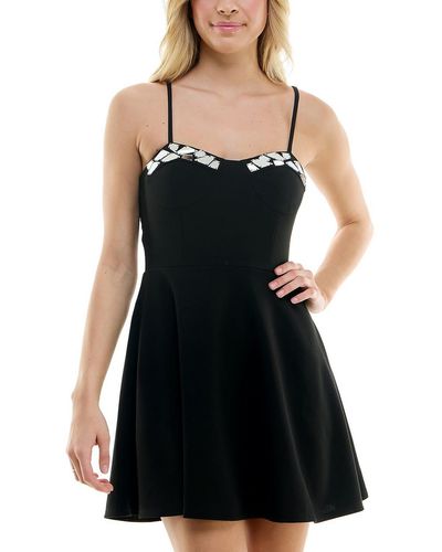 Speechless Embellished Short Mini Dress - Black