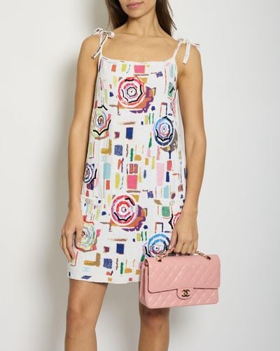 Chanel Sleeveless Towel Dress With Multi-colour Detail - White