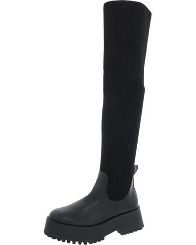 Madden Girl Scoop Tall Lug Sole Over-the-knee Boots - Black