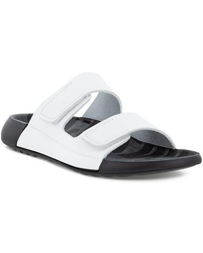 Ecco Cozmo Velcro Flat Slide Sandals - White