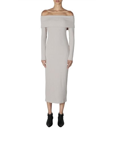 Enza Costa Sweater Knit Off Shoulder Dress - White