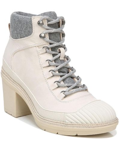 Dr. Scholls Fireside Cap Leather Lace-up Ankle Boots - Natural