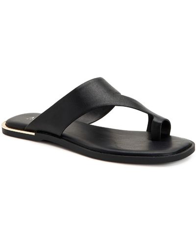 Alfani Freddee Slide On Open Toe Flats - Black