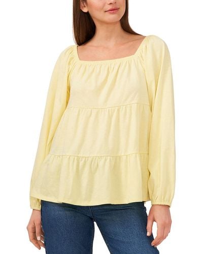 Riley & Rae Tiered Square-neck Pullover Top - Yellow