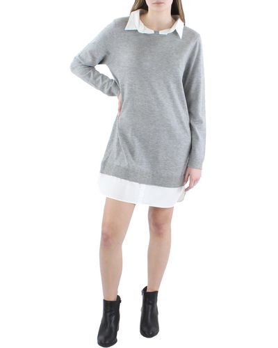 English Factory Layered Collared Sweaterdress - Gray