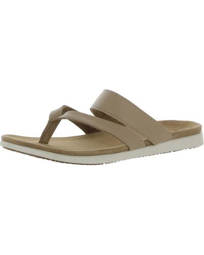 Kamik Cara Flip Leather Slip-on Thong Sandals - Natural
