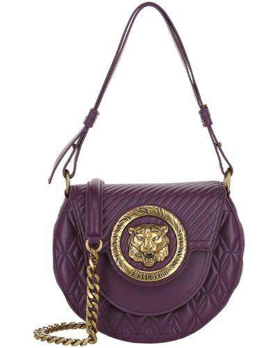 Just Cavalli Icon Leather Shoulder Bag - Purple