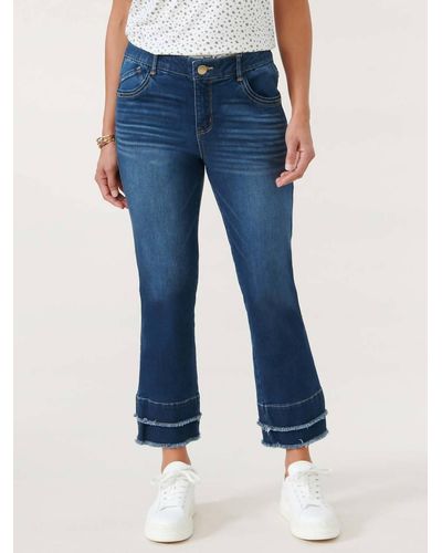 Democracy Kick Flare Double Layer Crop Jeans - Blue