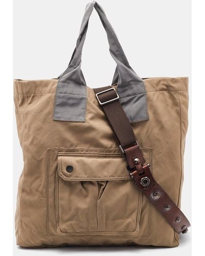 Lanvin /grey Fabric Shopper Tote - Brown