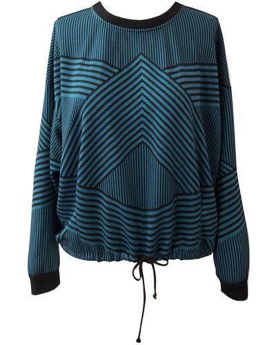 Eva Franco Stripe Brit Wit Sweatshirt Top - Blue