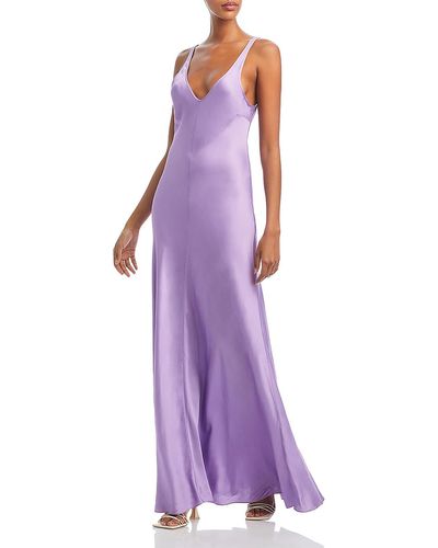 L'Agence Clea Satin Scoop Neck Slip Dress - Purple