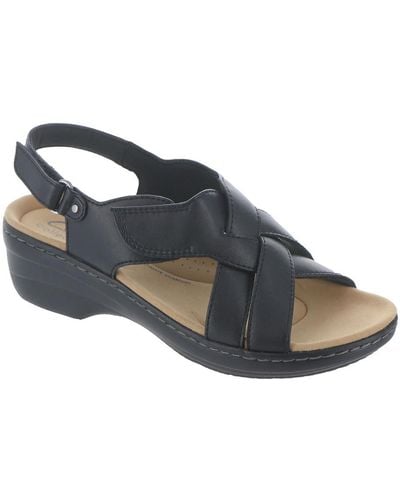 Clarks Merliah Leather Slingback Sandals - Black