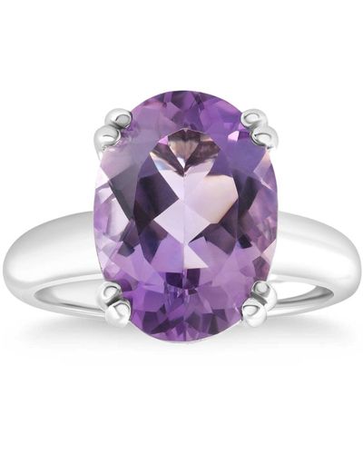 Pompeii3 4ct Large 10x8mm Oval Amethyst Solitaire Ring 10k Gold - Purple