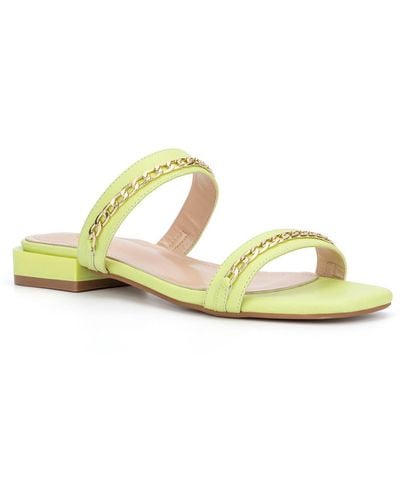 New York & Company Becki Slip On Flat Slide Sandals - Metallic