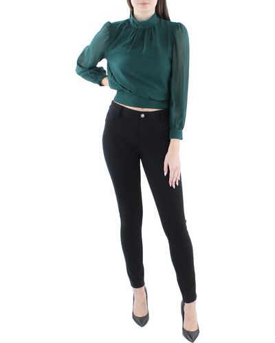 1.STATE Mock Neck Cut Out Cropped - Green