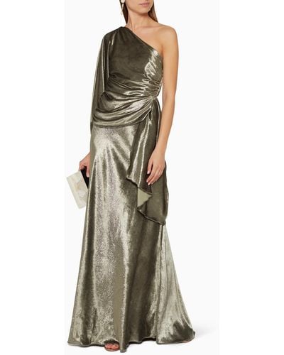 Maria Lucia Hohan Amaris Velvet One Shoulder Gown - Gray