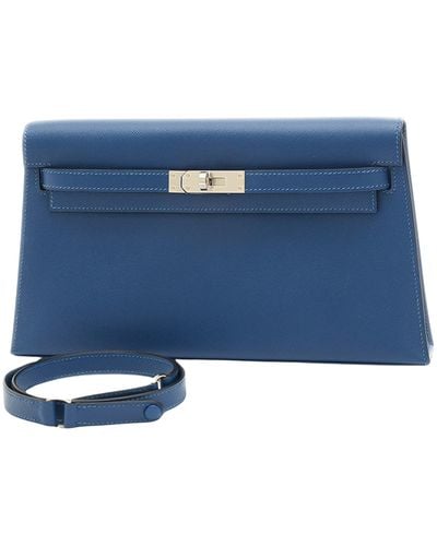 Hermès Kelly Leather Clutch Bag (pre-owned) - Blue