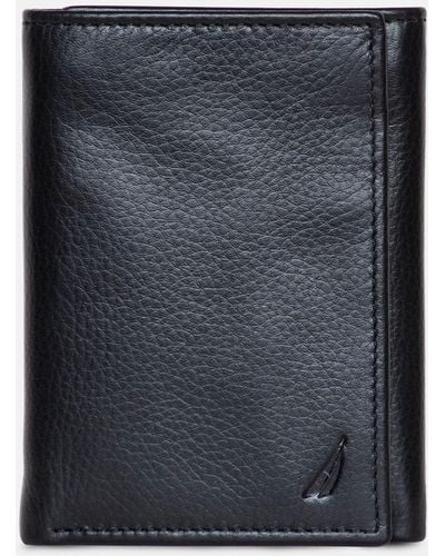 Nautica Leather Trifold Passcase Wallet - Black