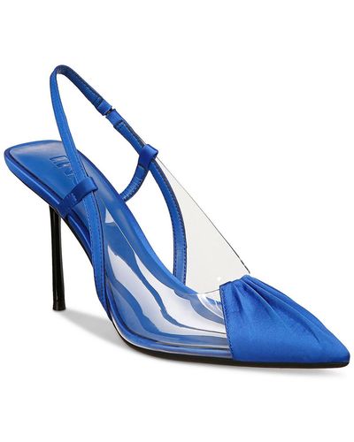 INC Satin Pointed Toe Slingback Heels - Blue