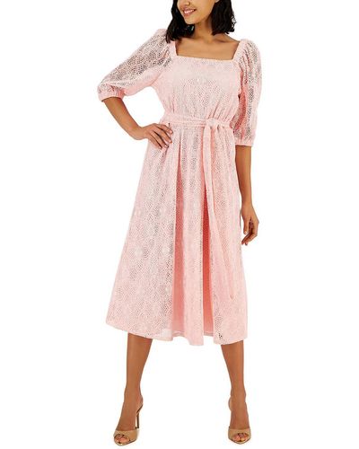 Anne Klein Lace Midi Fit & Flare Dress - Pink