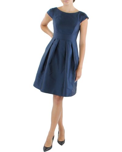 Alfred Sung Cap Sleeve Short Fit & Flare Dress - Blue