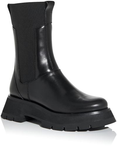 3.1 Phillip Lim Kate Lug Sole Combat Boot Leather Lug Sole Mid-calf Boots - Black