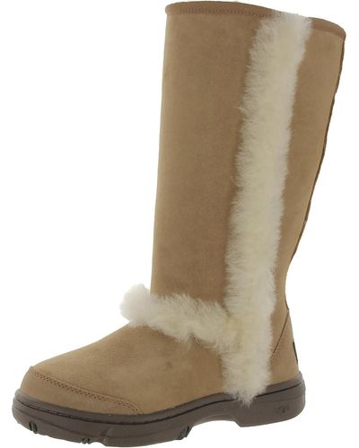 UGG Sunburst Suede Tall Shearling Boots - Natural