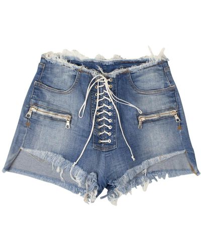 Unravel Project Denim Lace-up Shorts - Denim - Blue