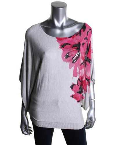 INC Sequined Floral Print Pullover Sweater - White