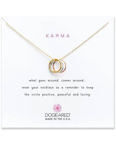 Dogeared Triple Karma Ring Necklace In Rose Gold - White