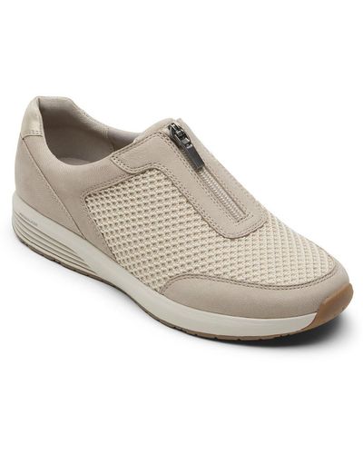 Rockport Tru Stride Center Zip Mesh Slip-resistant Casual And Fashion Sneakers - White