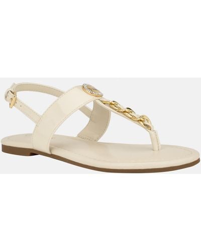 Guess Factory Livvy Chain T-strap Sandals - White