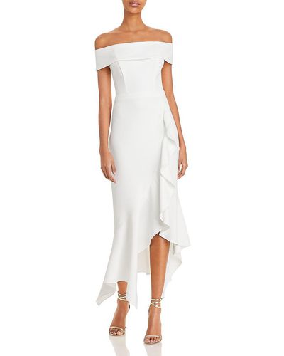 Aqua Scuba Hi-low Fit & Flare Dress - White