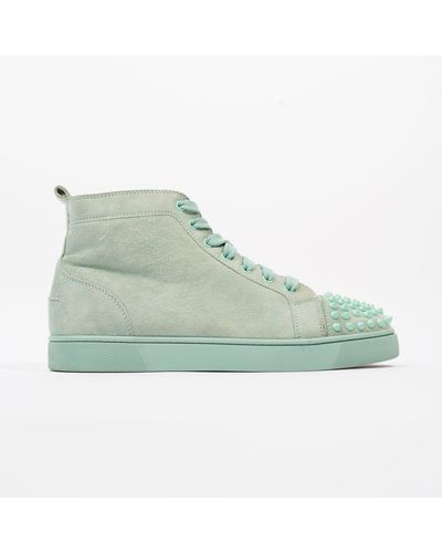 Christian Louboutin Louis Junior Spikes High-tops Turquoise Suede - Green