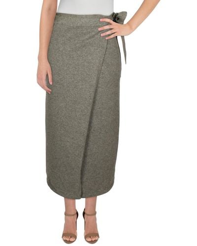 Polo Ralph Lauren Cashmere Blend Midi Wrap Skirt - Gray