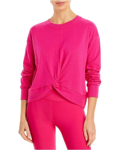Aqua Long Sleeve Front Twist Pullover Sweater - Pink