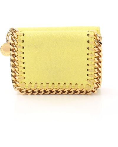 Stella McCartney Falabella Mini Wallet Trifold Wallet Fake Leather Light Yellow