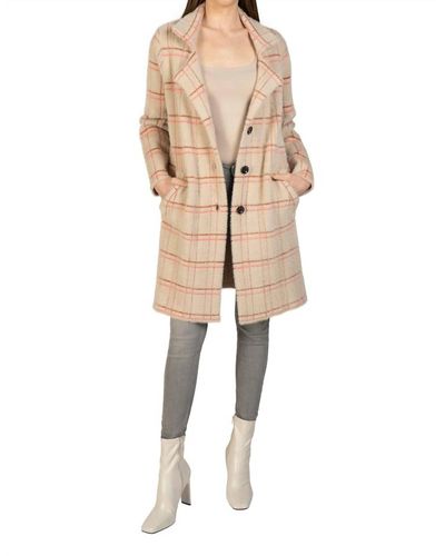 Love Token Plaid Button Down Sweater Coat - Natural