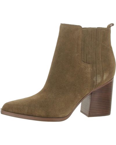 Marc Fisher Nebula Suede Square Toe Ankle Boots - Brown