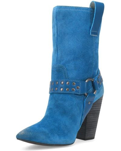 Dingo Dancin Queen Suede Pointed Toe Mid-calf Boots - Blue