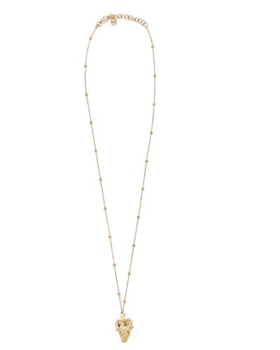 Philipp Plein $kull Crown Crystal Cable Chain Necklace - White