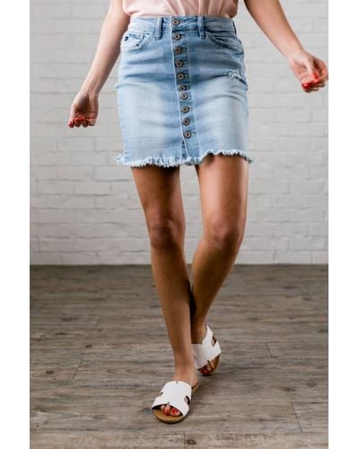 Kancan Button-down Mini Skirt - Blue