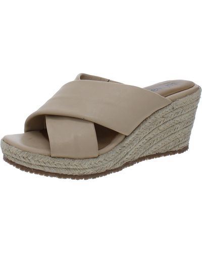 Softwalk Halsey Leather Slide Wedge Sandals - Gray